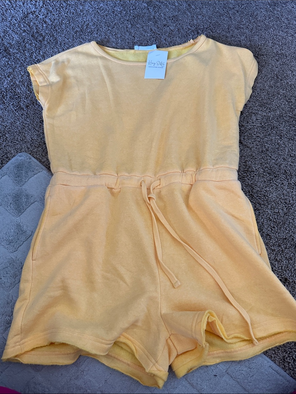 Double Zero Pale Yellow Kids Romper with Drawstring